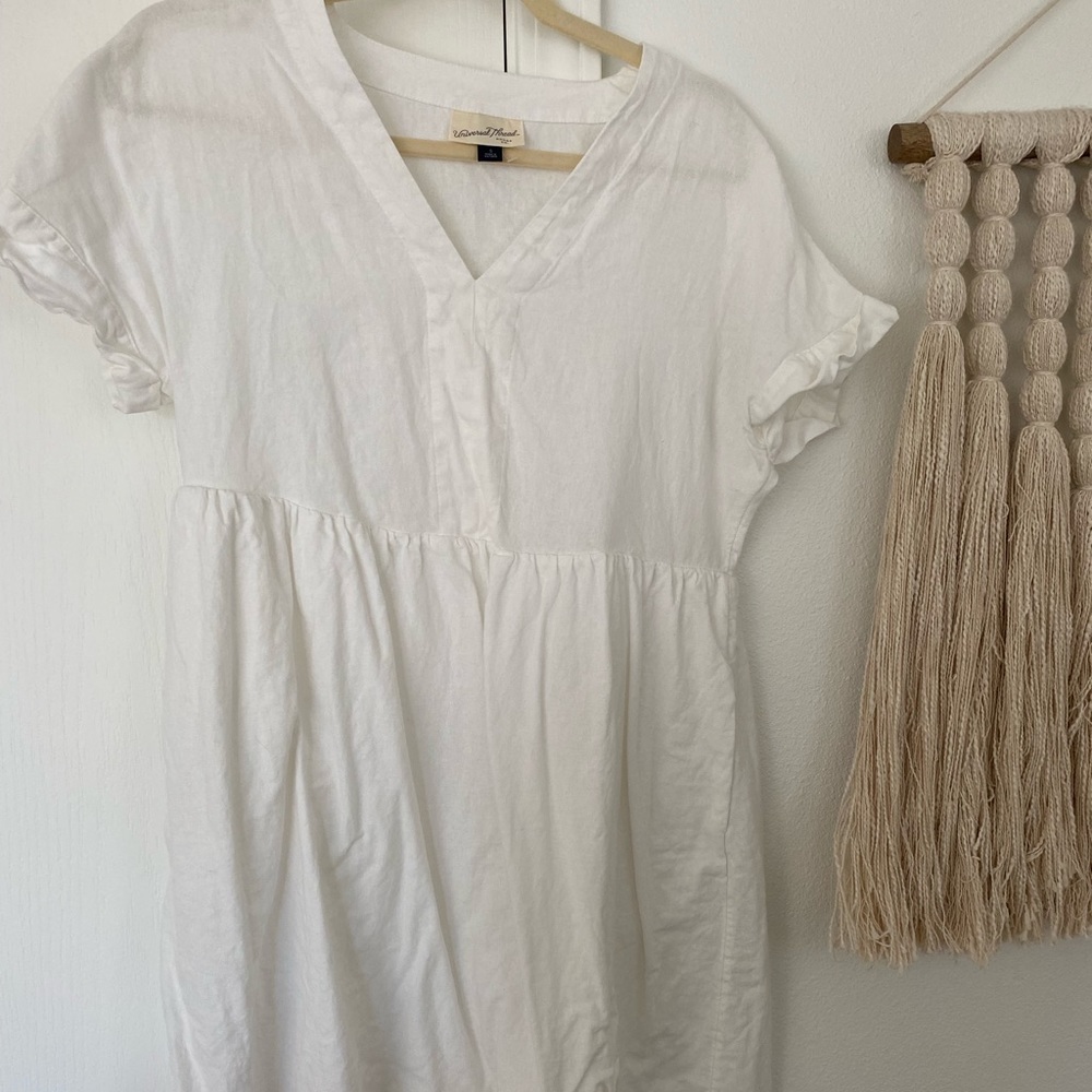 2 cotton universal thread size small dresses. Green + white.